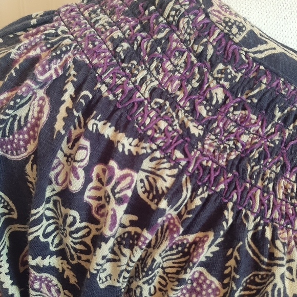 Lucky Brand 3/4 Sleeve Peasant Festival Boho Blouse Floral Print - Picture 2 of 7